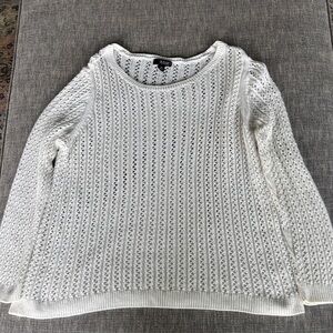 a.n.a White Open-Knit Crewneck Sweater